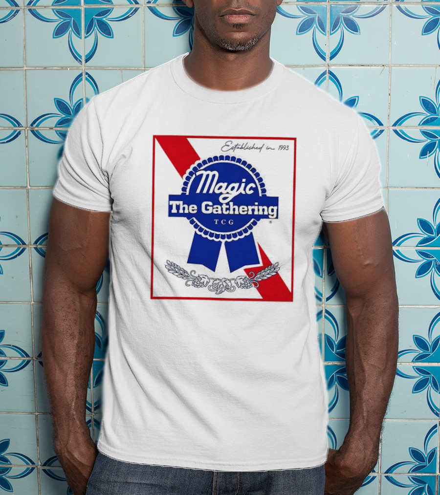 Magic The Gathering Pabst Established 1993 Vintage Style Ribbon T-Shirt