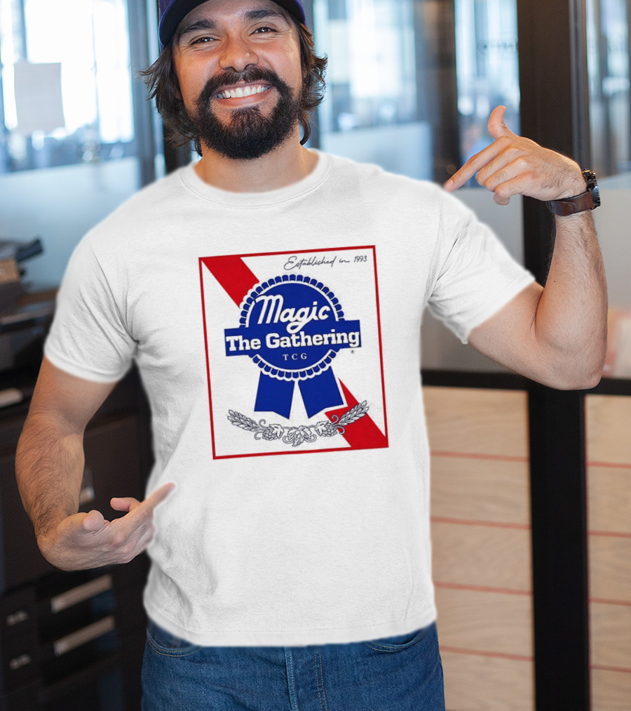 Magic The Gathering Pabst Established 1993 Vintage Style Ribbon T-Shirt