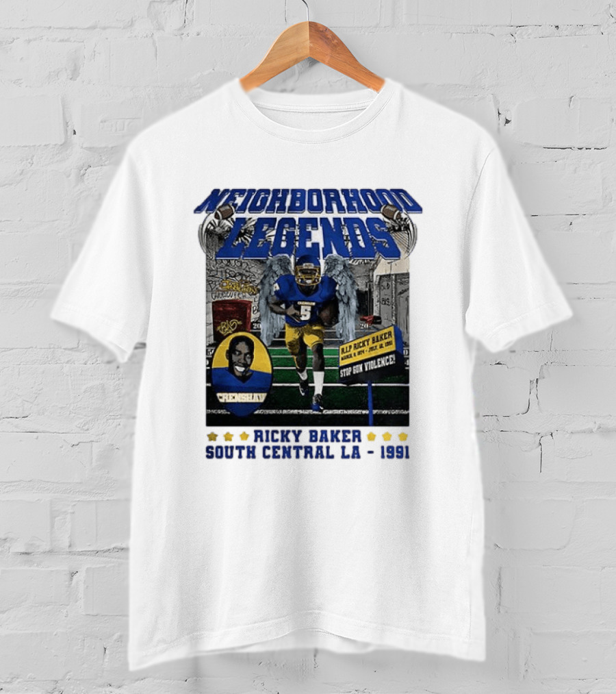 Neighborhood Legends Crenshaw Ricky Baker Stop Gun Violence South Central LA 1991 T-Shirt