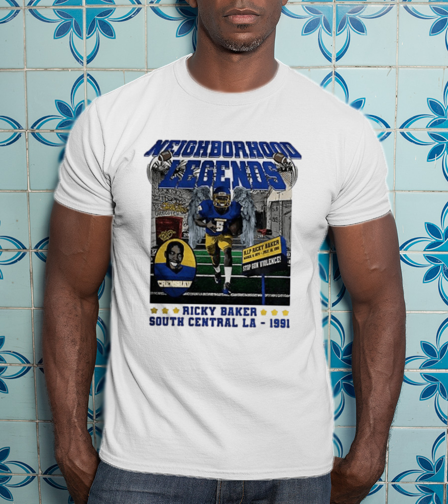 Neighborhood Legends Crenshaw Ricky Baker Stop Gun Violence South Central LA 1991 T-Shirt