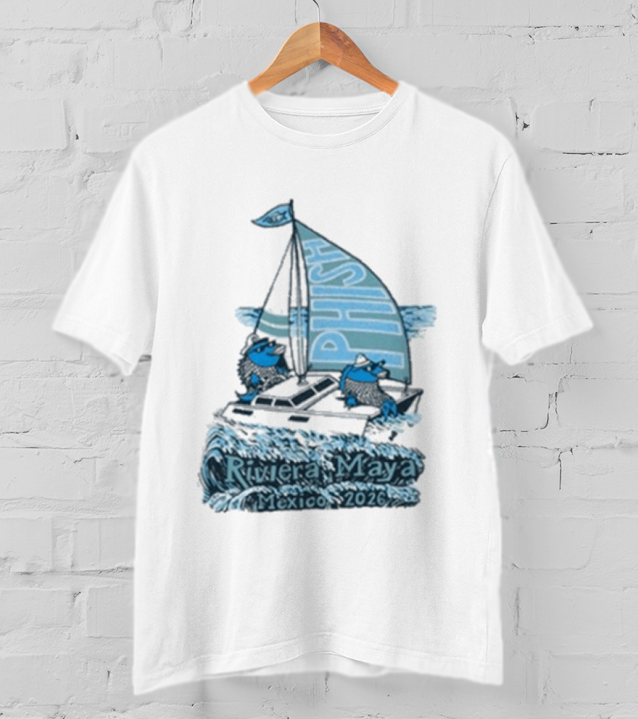 Phish Riviera Maya Mexico 2026 Pollock Waves Ship Fish T-Shirt