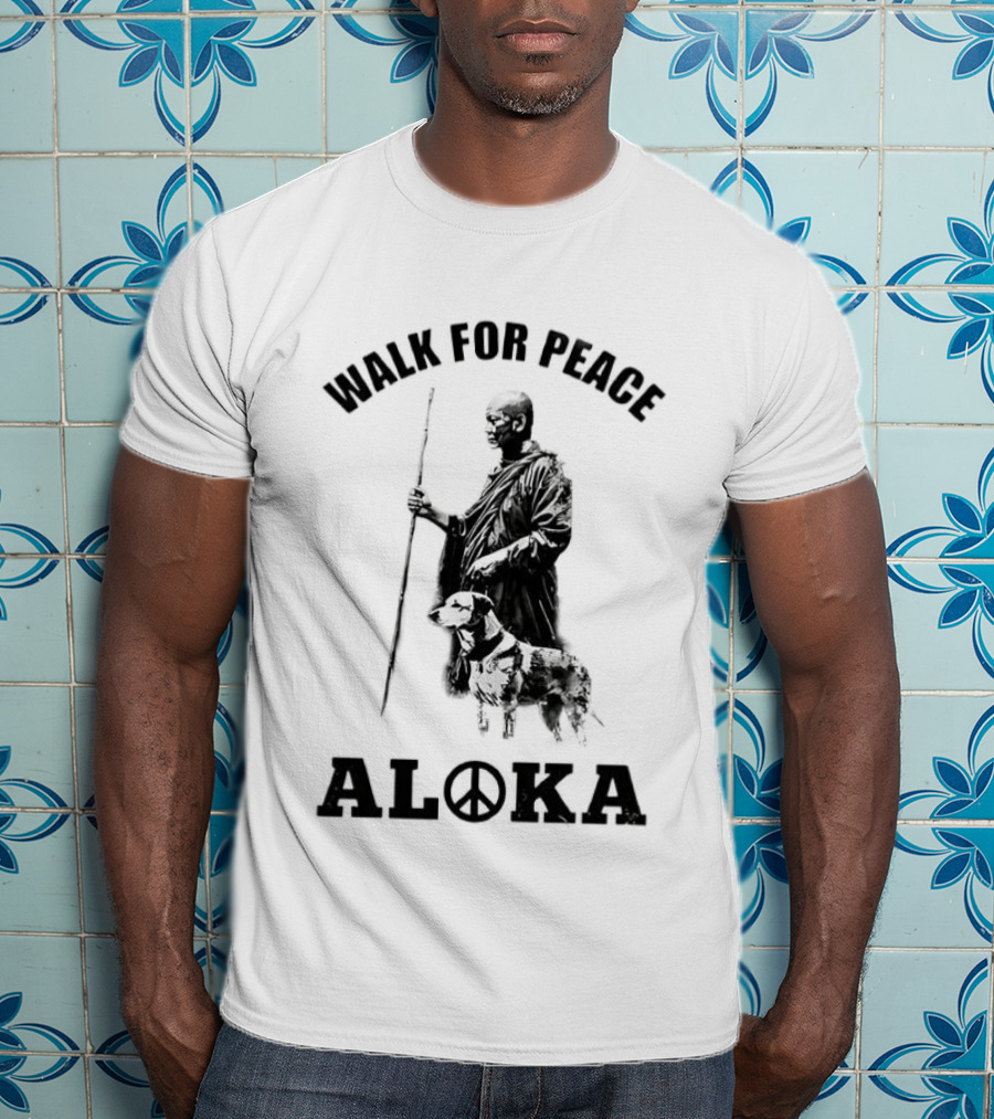 Walk For Peace Aloka Dog And Monks Sketch T-Shirt