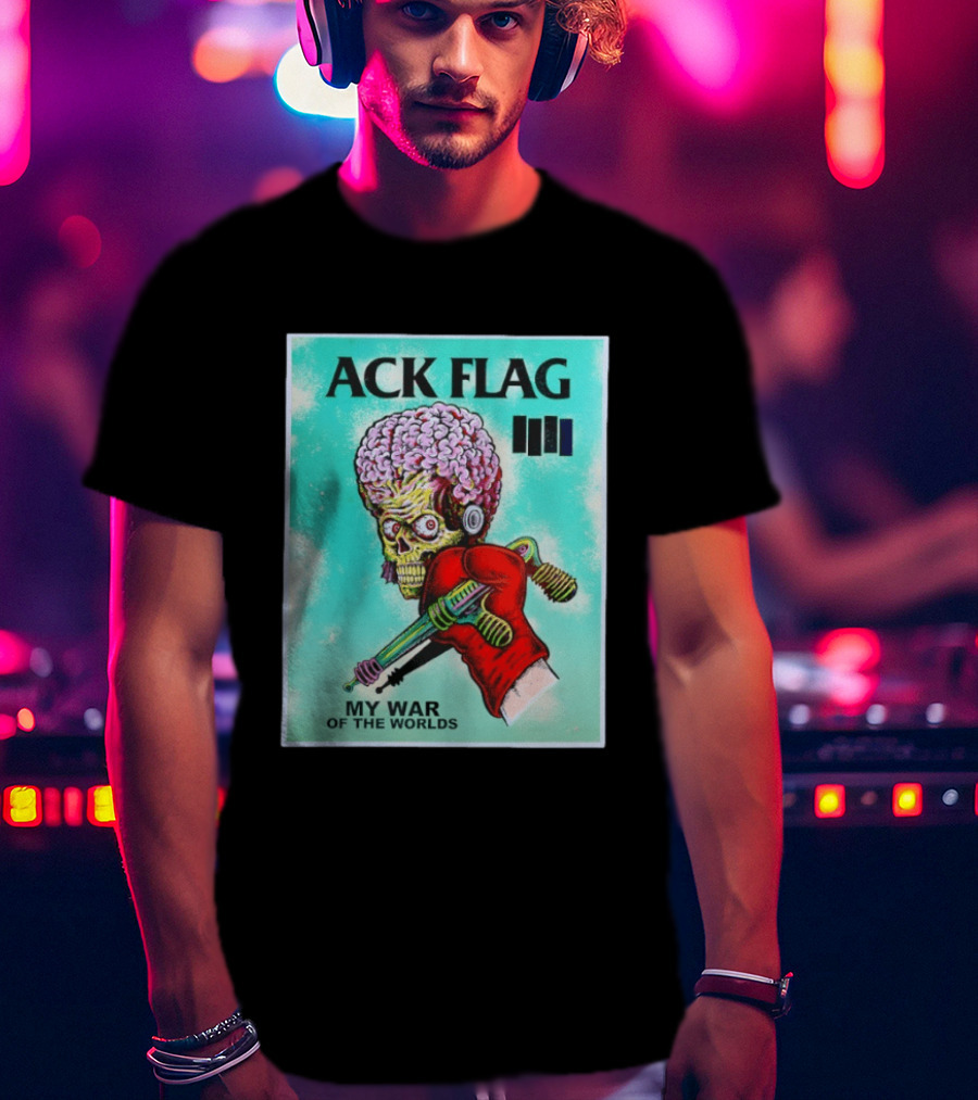 Ack Flag Martian Warrior My War Of The Worlds Retro Sci Fi T-Shirt