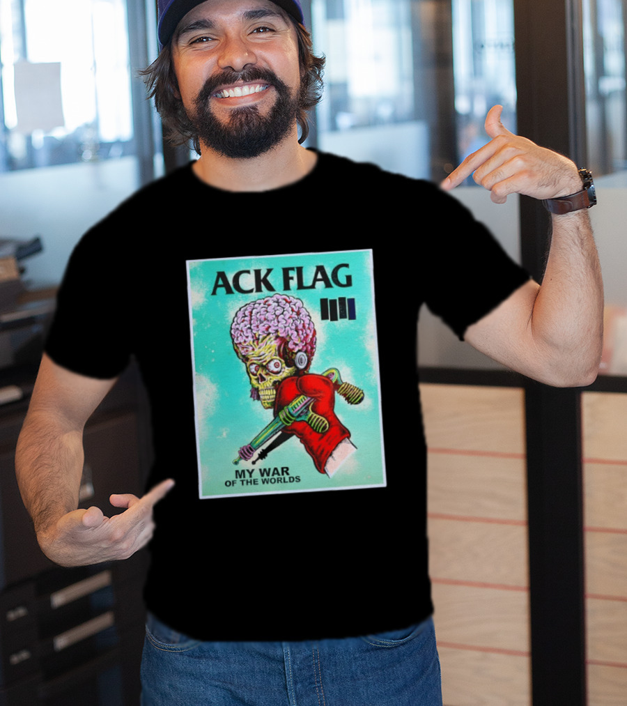 Ack Flag Martian Warrior My War Of The Worlds Retro Sci Fi T-Shirt