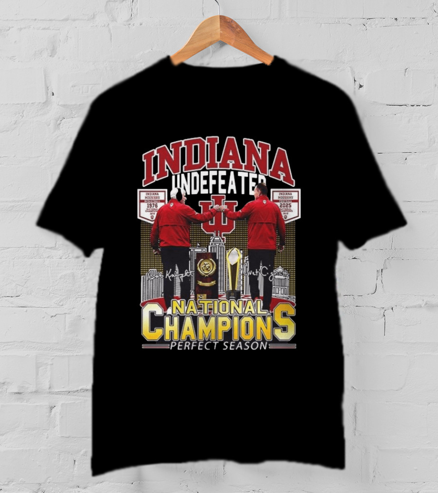 Indiana Hoosiers Undefeated Perfect Season National Champions 1976 2025 Basketball History T-Shirt