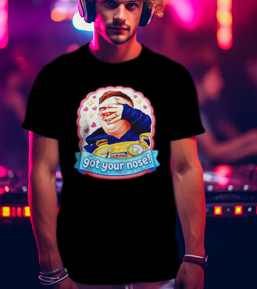 Infidel Got Your Nose Funny Cartoon Patch With Hearts And Stars T-Shirt