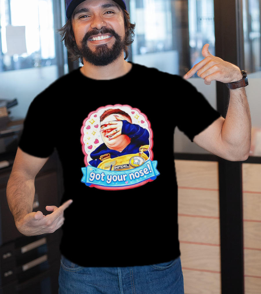 Infidel Got Your Nose Funny Cartoon Patch With Hearts And Stars T-Shirt