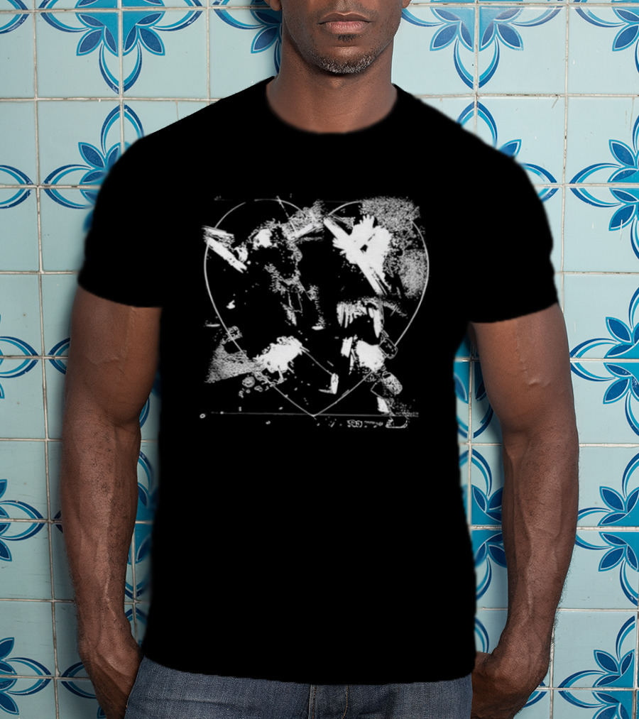 Jr Heart Black Distressed Scribble T-Shirt
