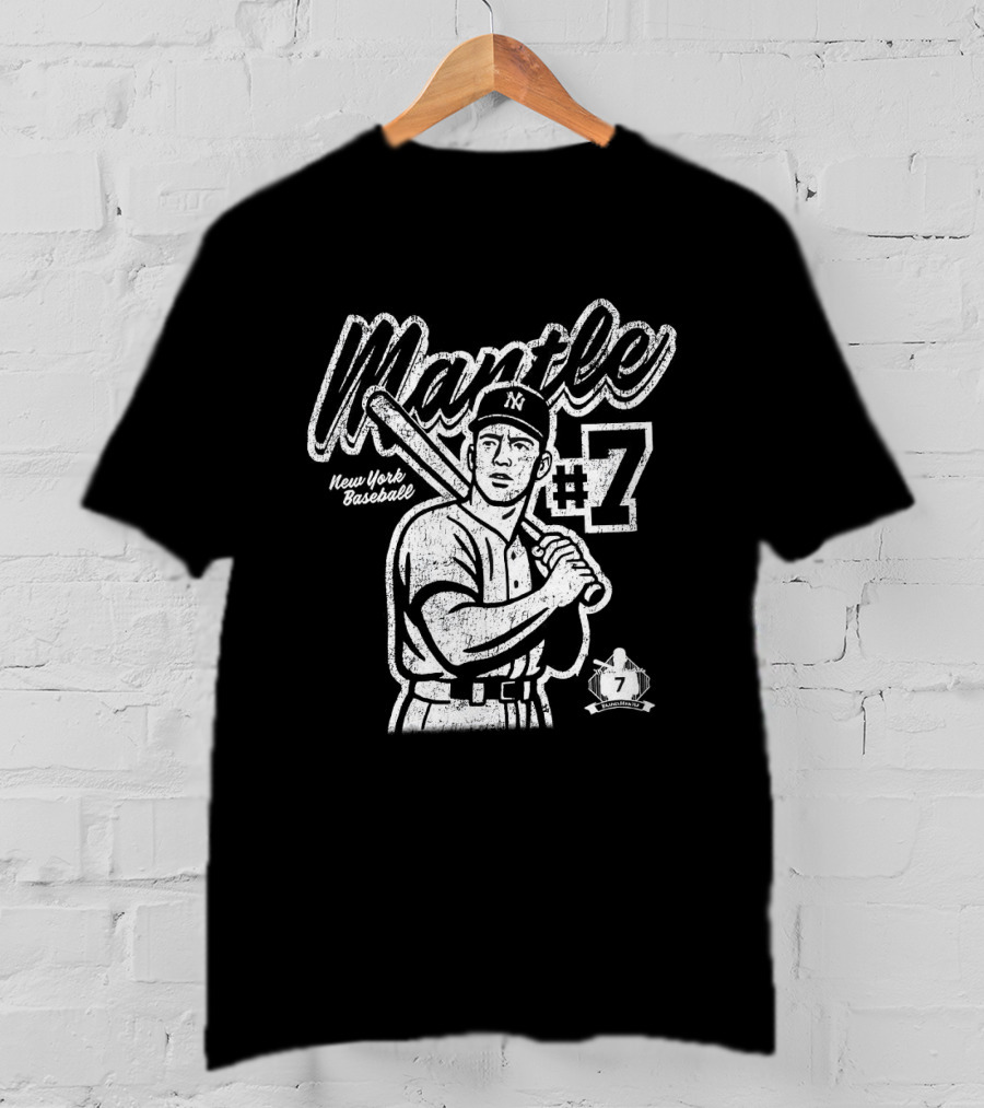 Mickey Mantle New York Yankees #7 Vintage Baseball T-Shirt