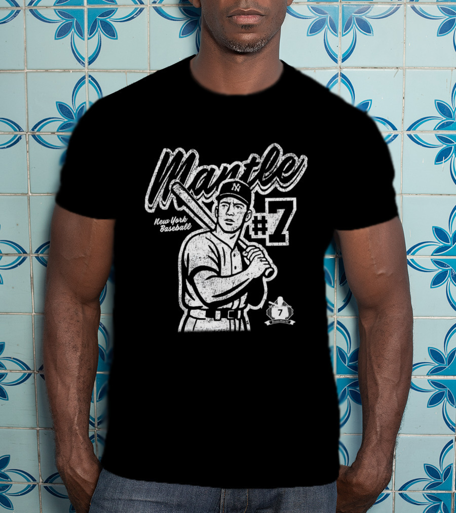 Mickey Mantle New York Yankees #7 Vintage Baseball T-Shirt