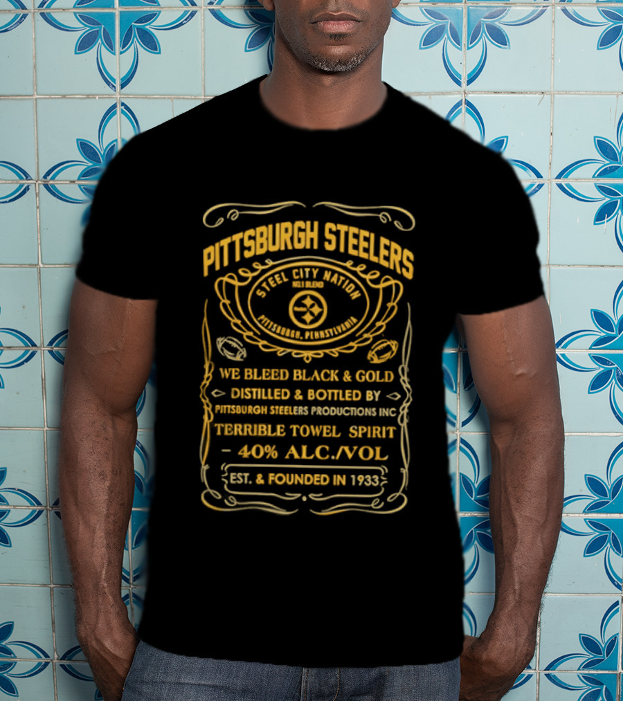 Pittsburgh Steelers Terrible Towel Spirits Established 1933 Black And Gold T-Shirt