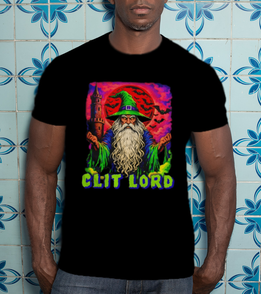 Clit Lord Wizard With Castle And Bats T-Shirt
