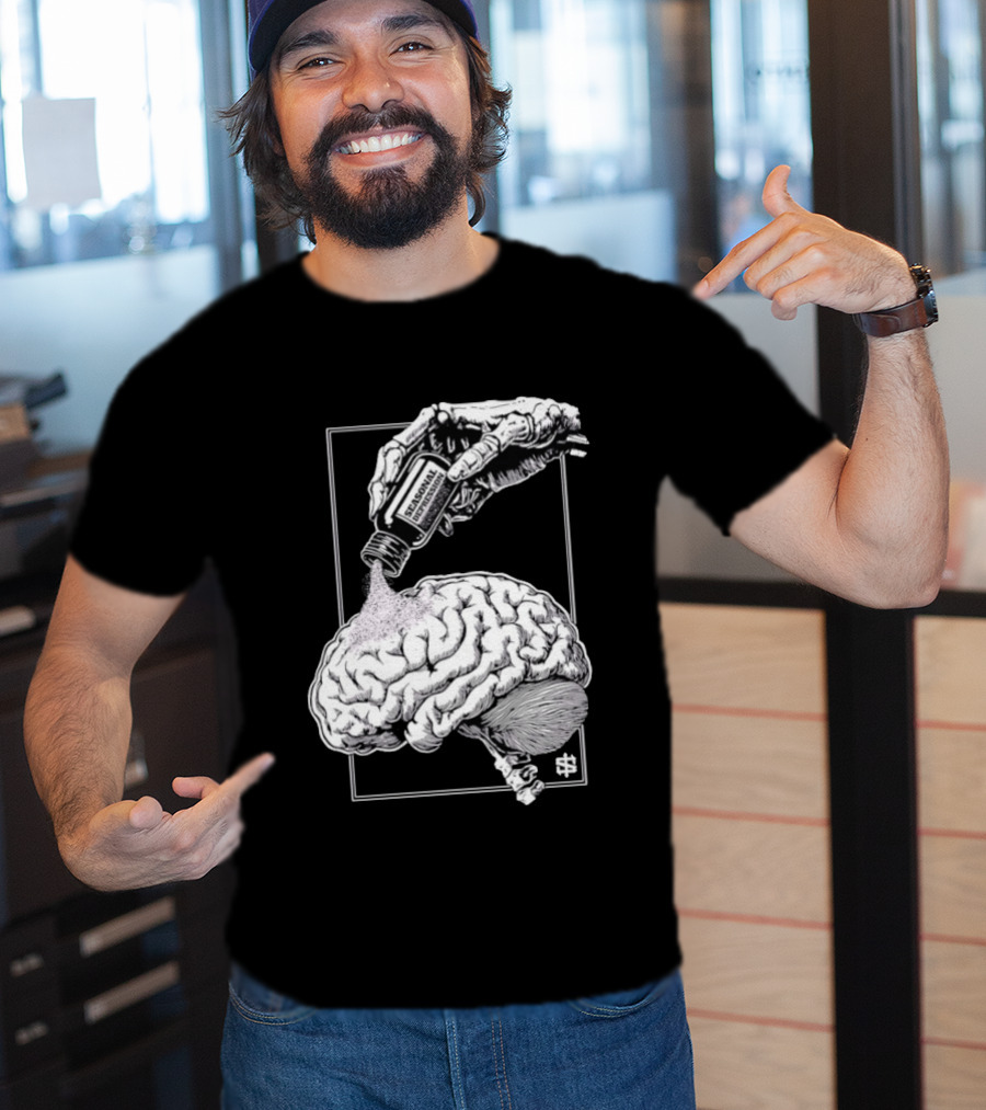 Seasonal Depression Skeleton Hand Pouring On Brain T-Shirt
