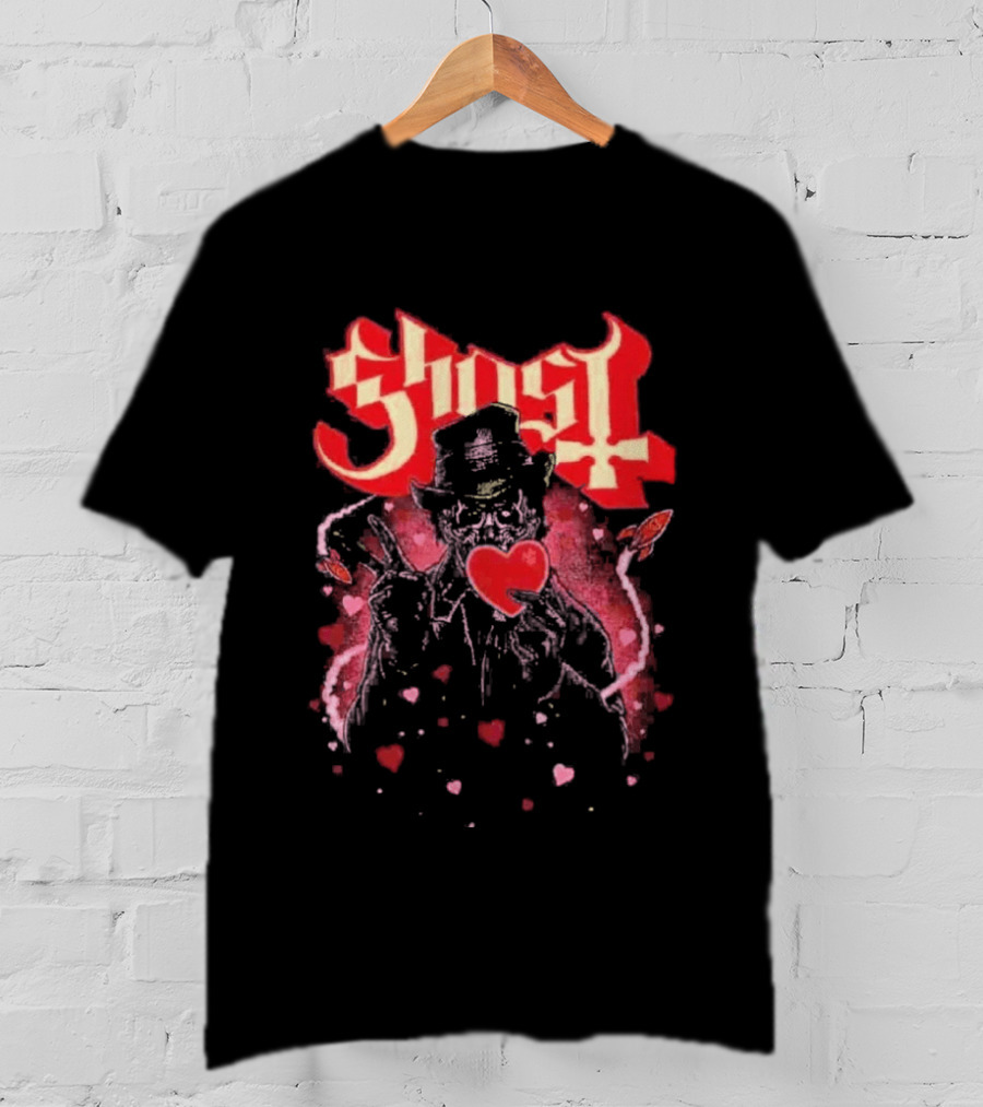 Ghost Nameless Ghouls Cult Valentines Hearts And Rockets T-Shirt