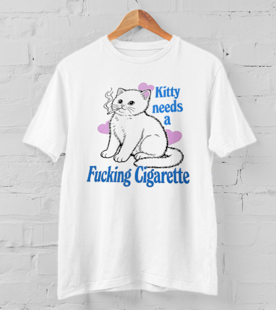 Kitty Needs A Fucking Cigarette Smoke Cloud Comic T-Shirt