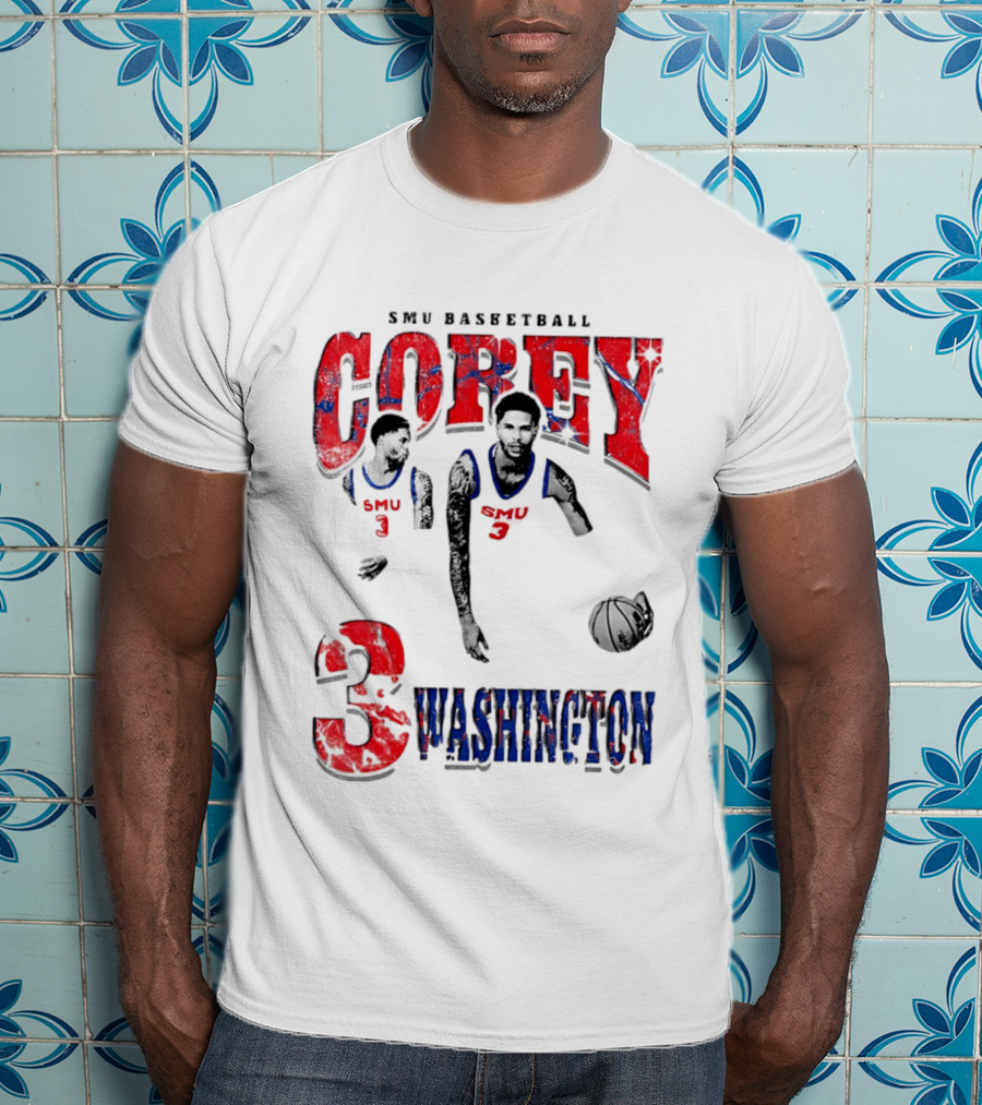 SMU Basketball Corey Washington 3 T-Shirt