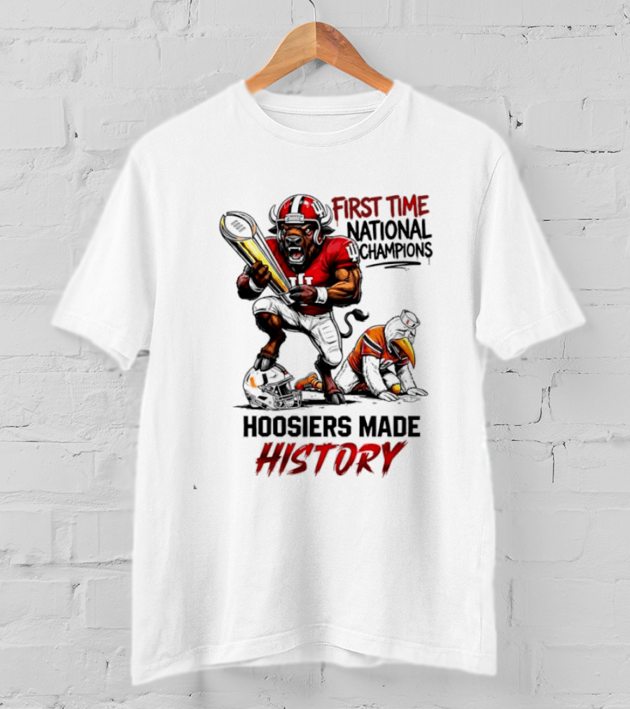 Hoosiers Made History First Time National Champions Mascots Ibis Bison T-Shirt