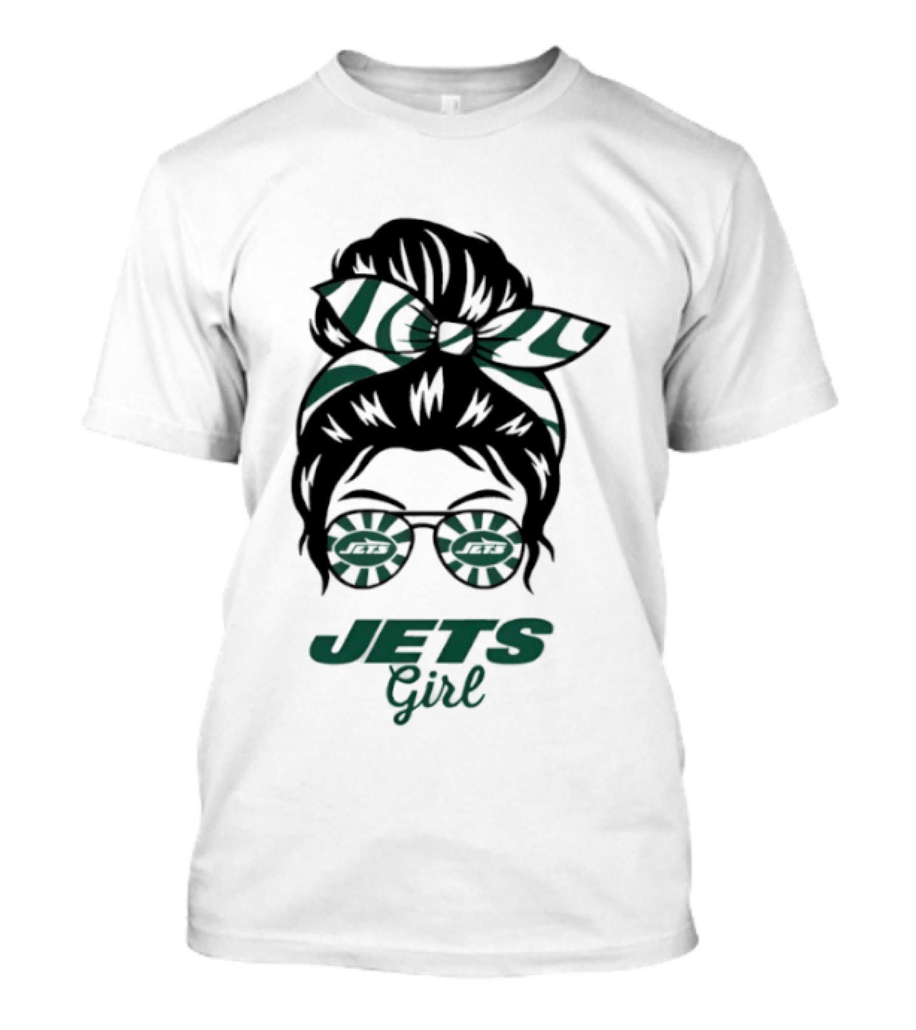 Jets Girl Messy Bun With Glasses T-Shirt