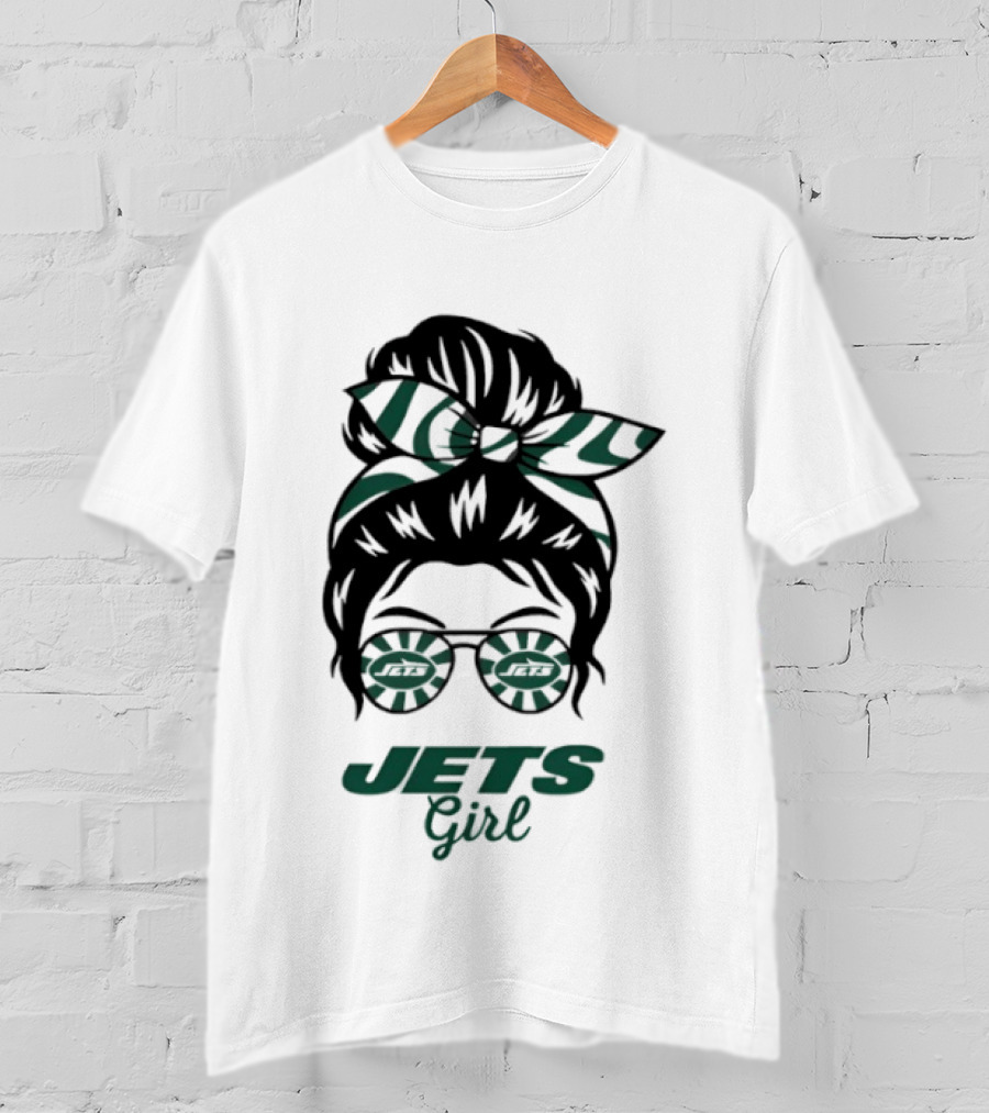 Jets Girl Messy Bun With Glasses T-Shirt