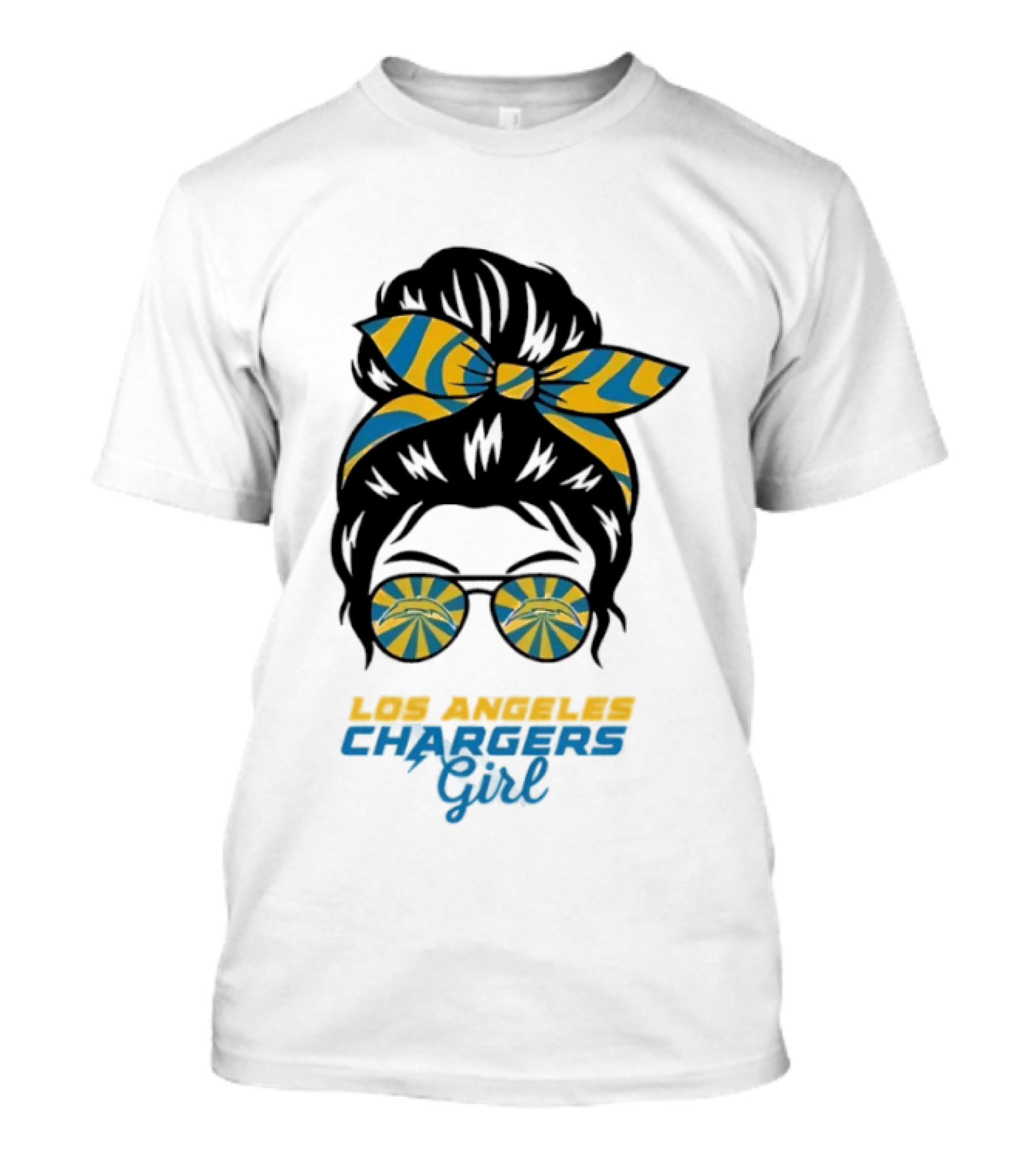 Messy Bun Glasses Los Angeles Chargers Girl T-Shirt