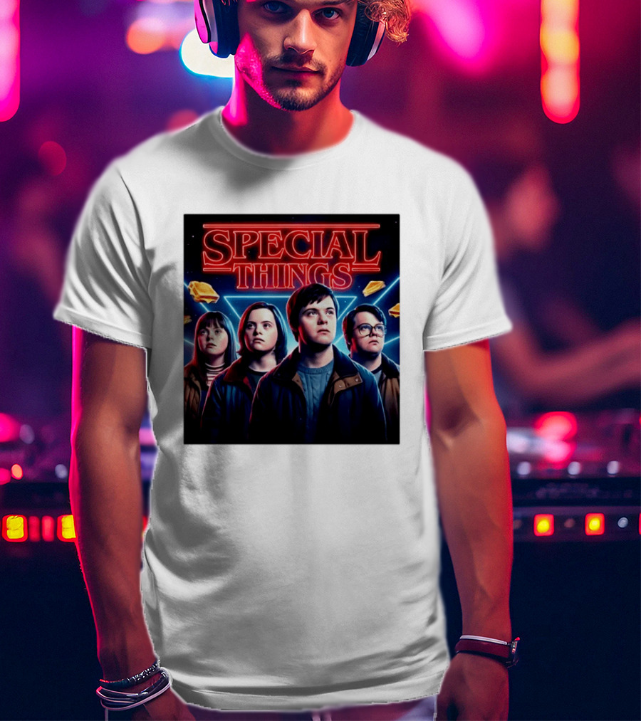 SPECIAL THINGS Retro 80s Neon Style Adventure Mystery Series T-Shirt