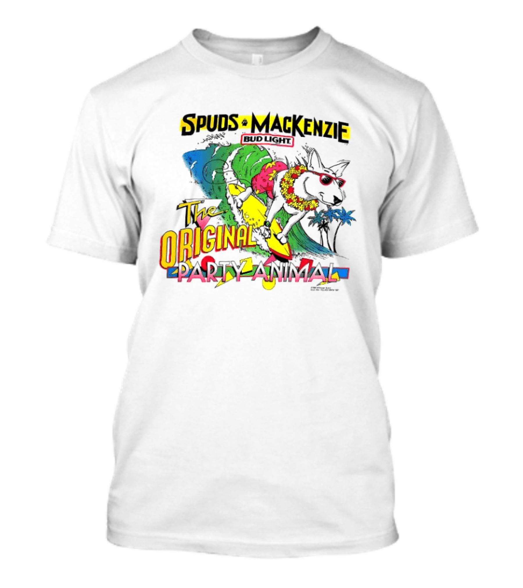 Spuds MacKenzie Bud Light Surfing The Original Party Animal T-Shirt