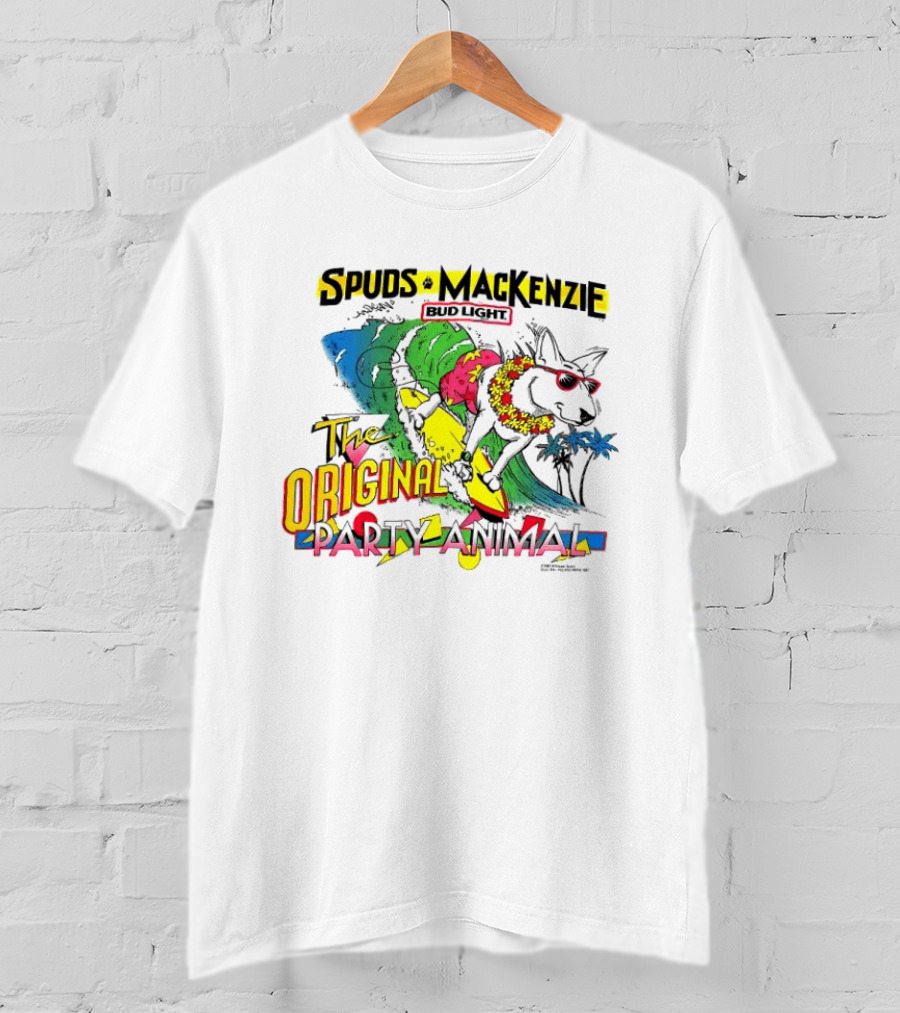 Spuds MacKenzie Bud Light Surfing The Original Party Animal T-Shirt