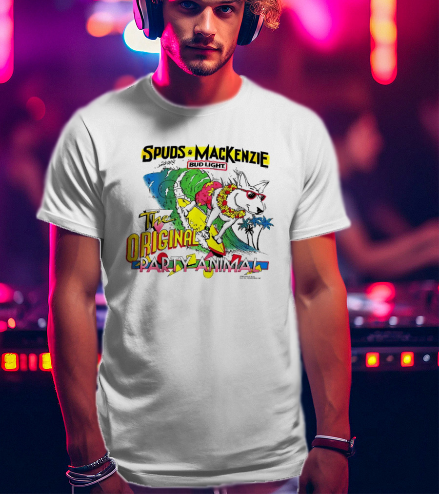 Spuds MacKenzie Bud Light Surfing The Original Party Animal T-Shirt