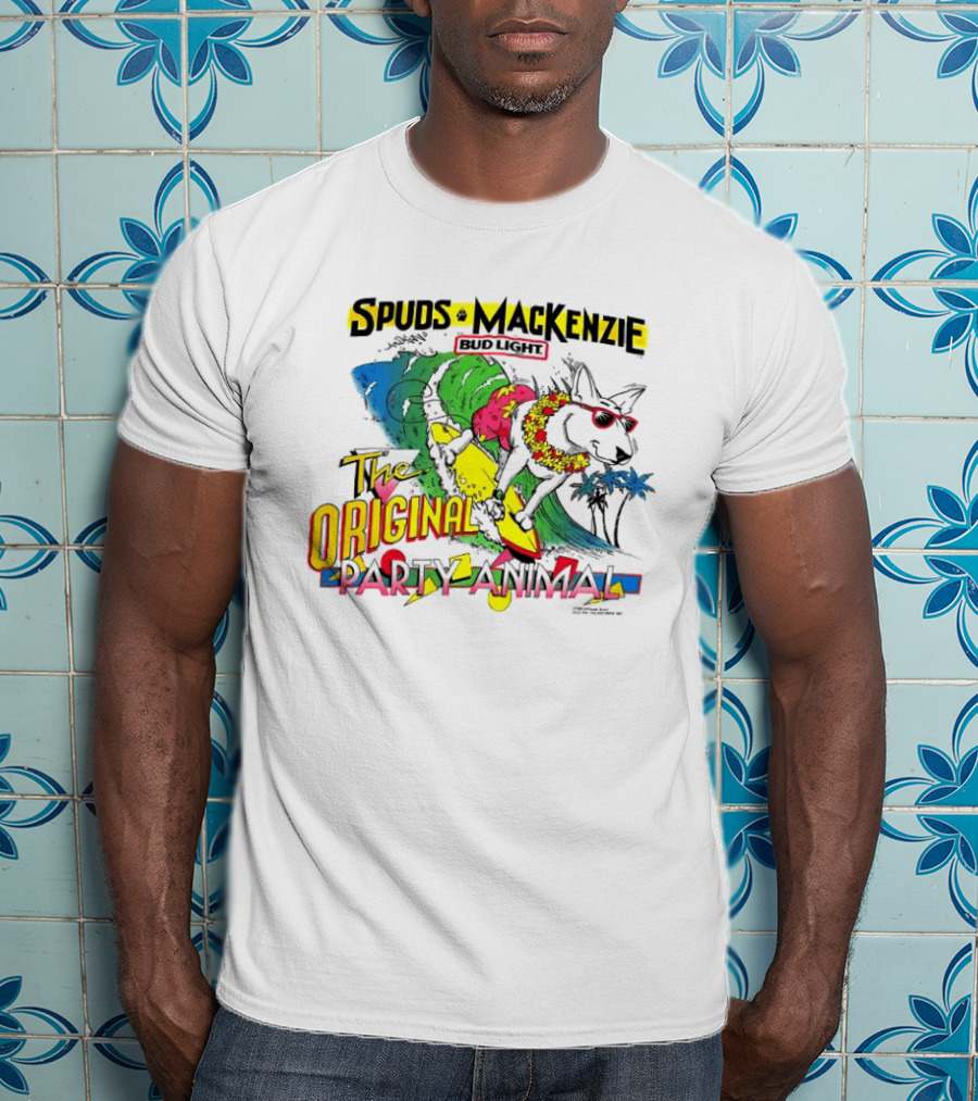 Spuds MacKenzie Bud Light Surfing The Original Party Animal T-Shirt