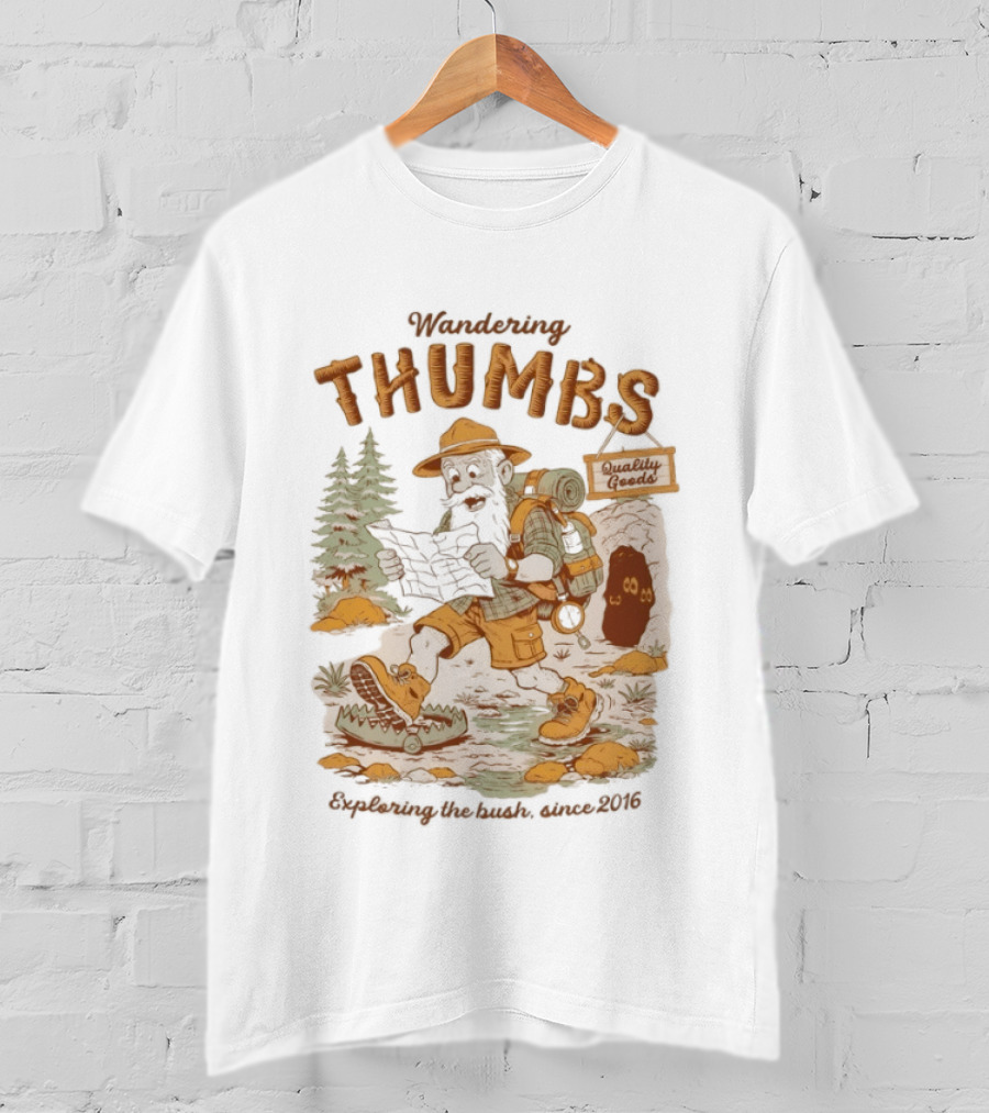 Wandering Thumbs Exploring The Bush Cowboy Bear Camping Since 2016 T-Shirt
