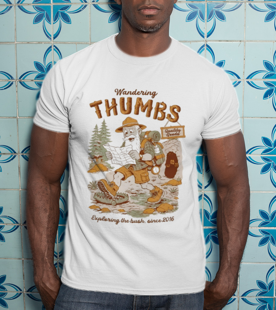 Wandering Thumbs Exploring The Bush Cowboy Bear Camping Since 2016 T-Shirt