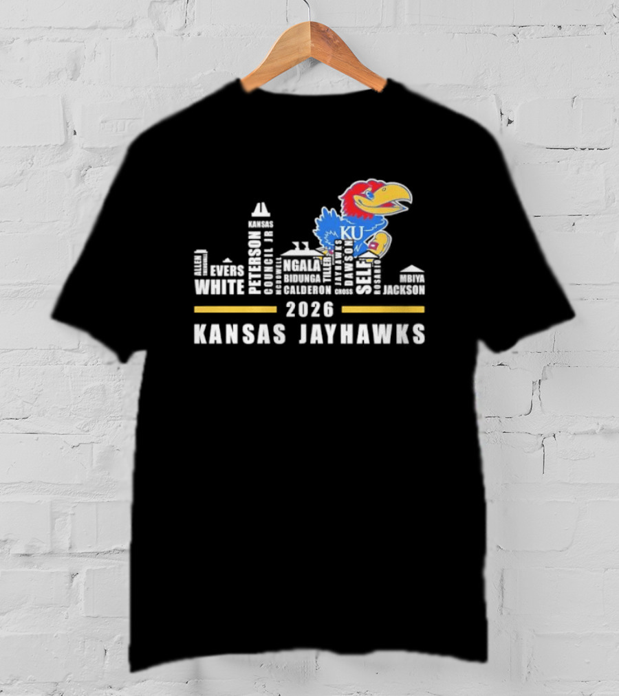 Kansas Jayhawks 2026 Skyline City KU Basketball Team T-Shirt