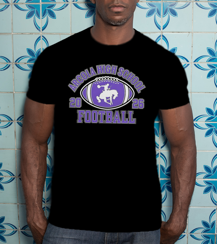 Arcola High School Football 2026 Purple Football T-Shirt