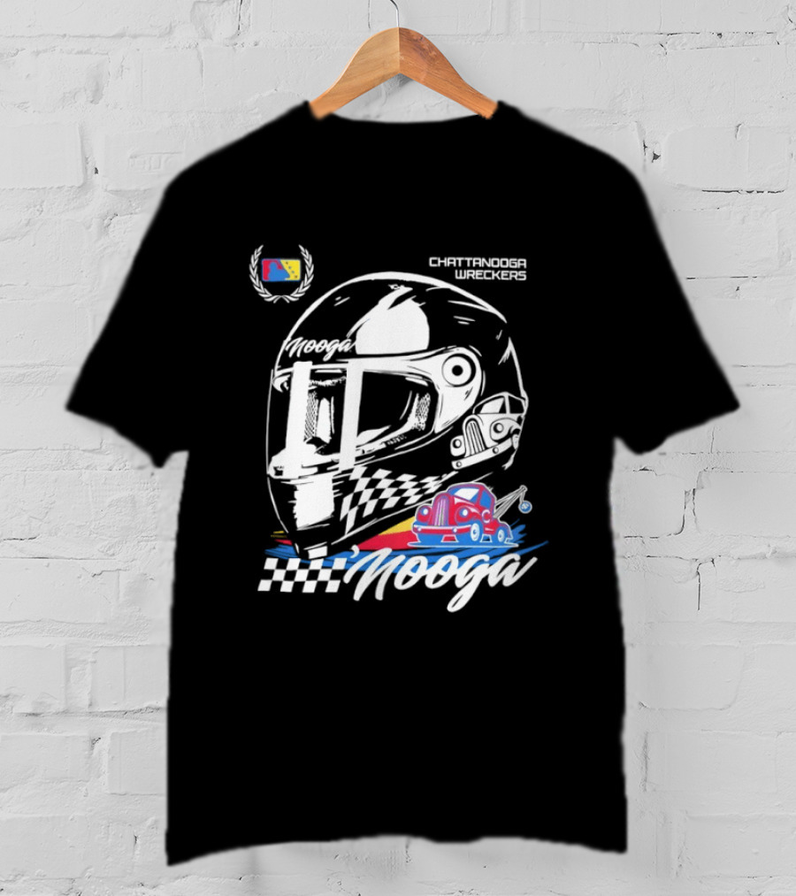 Chattanooga Lookouts L'Mooga Racing Helmet Classic Car Sketch T-Shirt