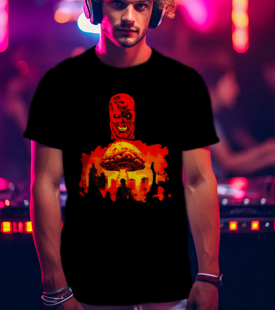 Determined Fate Skull Red Apocalypse Scene T-Shirt