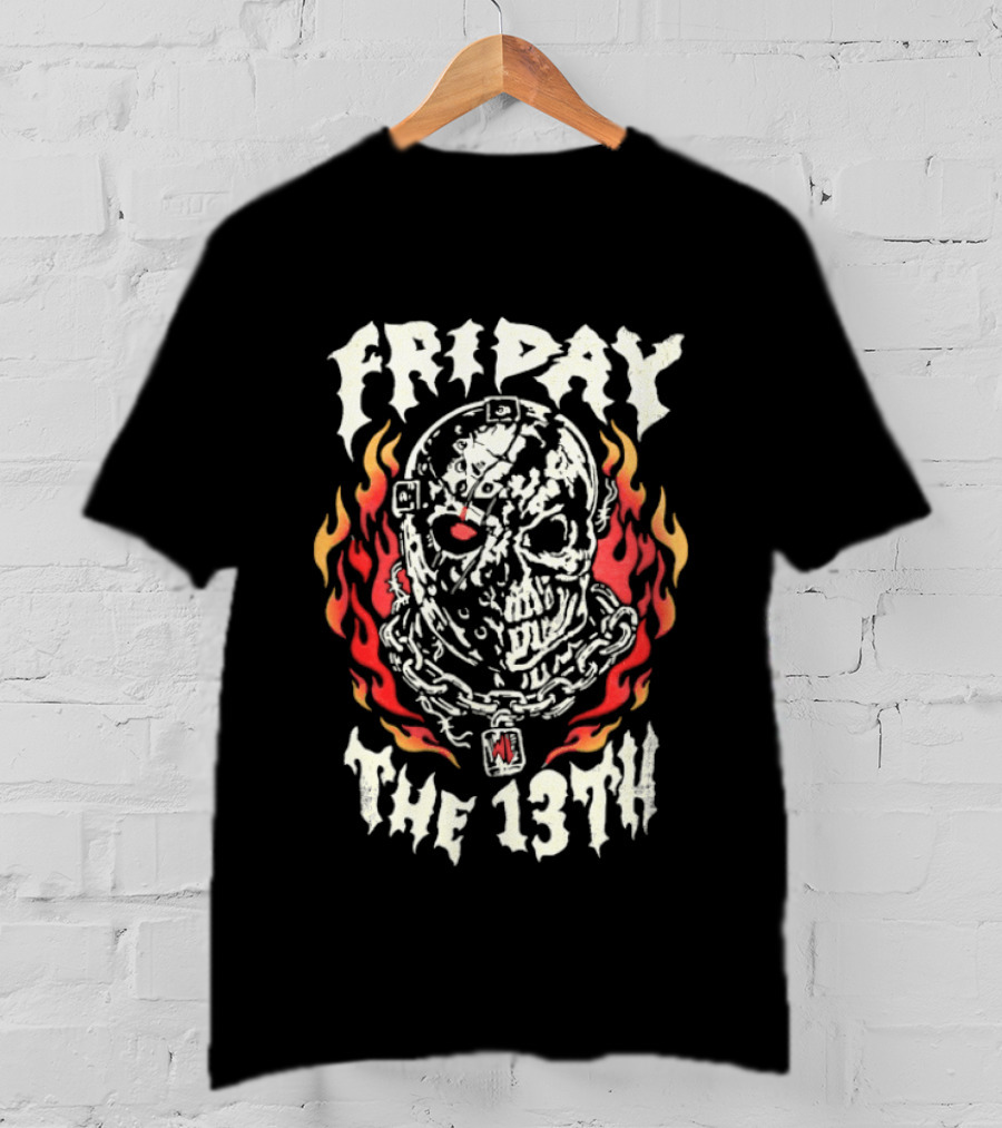 Friday The 13th Skulled Fire Warren Lotas T-Shirt