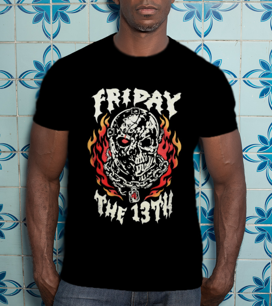 Friday The 13th Skulled Fire Warren Lotas T-Shirt