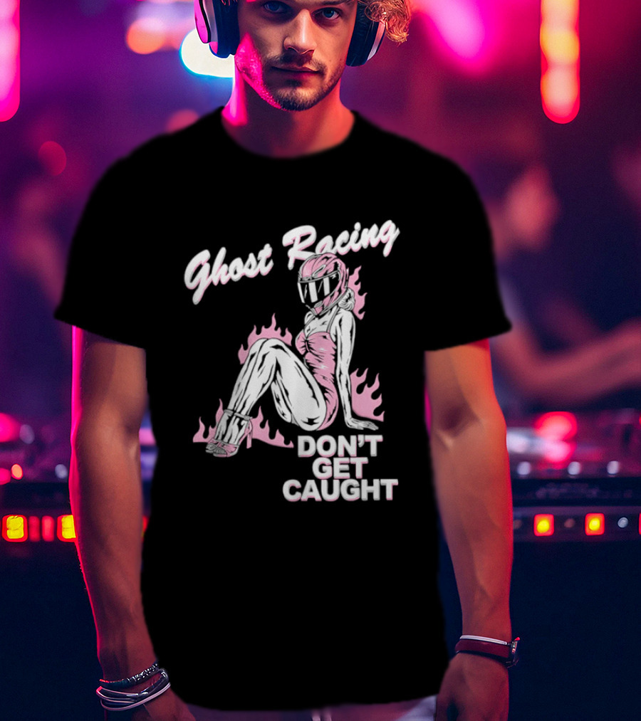 Ghost Racing Don't Get Caught Flaming Helmeted Figure T-Shirt