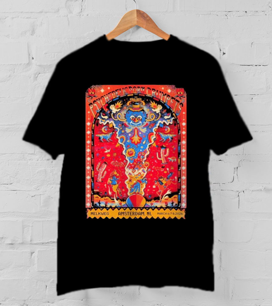 Psychedelic Porn Crumpets Melkweg Amsterdam NL March 6 7 8 2026 Vibrant Concert T-Shirt