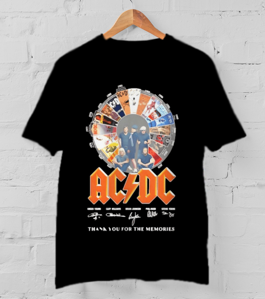 AC DC Band Name Album Collage Thank You For The Memories T-Shirt