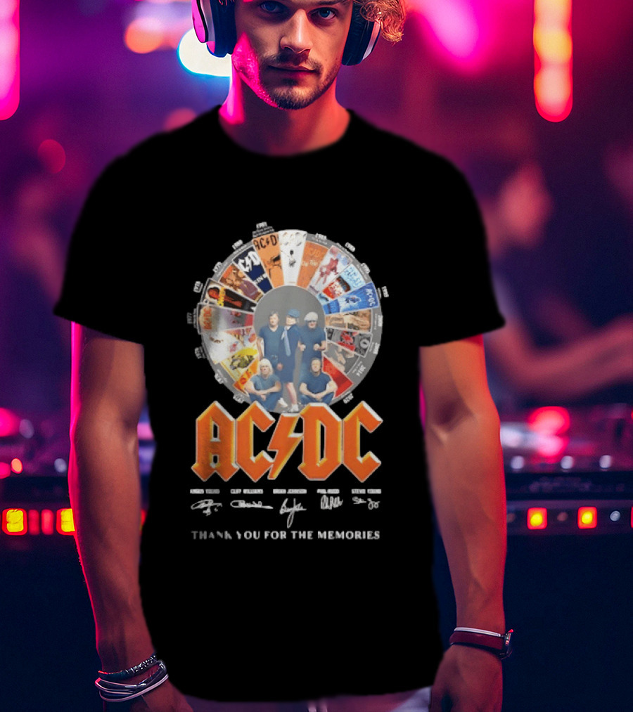 AC DC Band Name Album Collage Thank You For The Memories T-Shirt