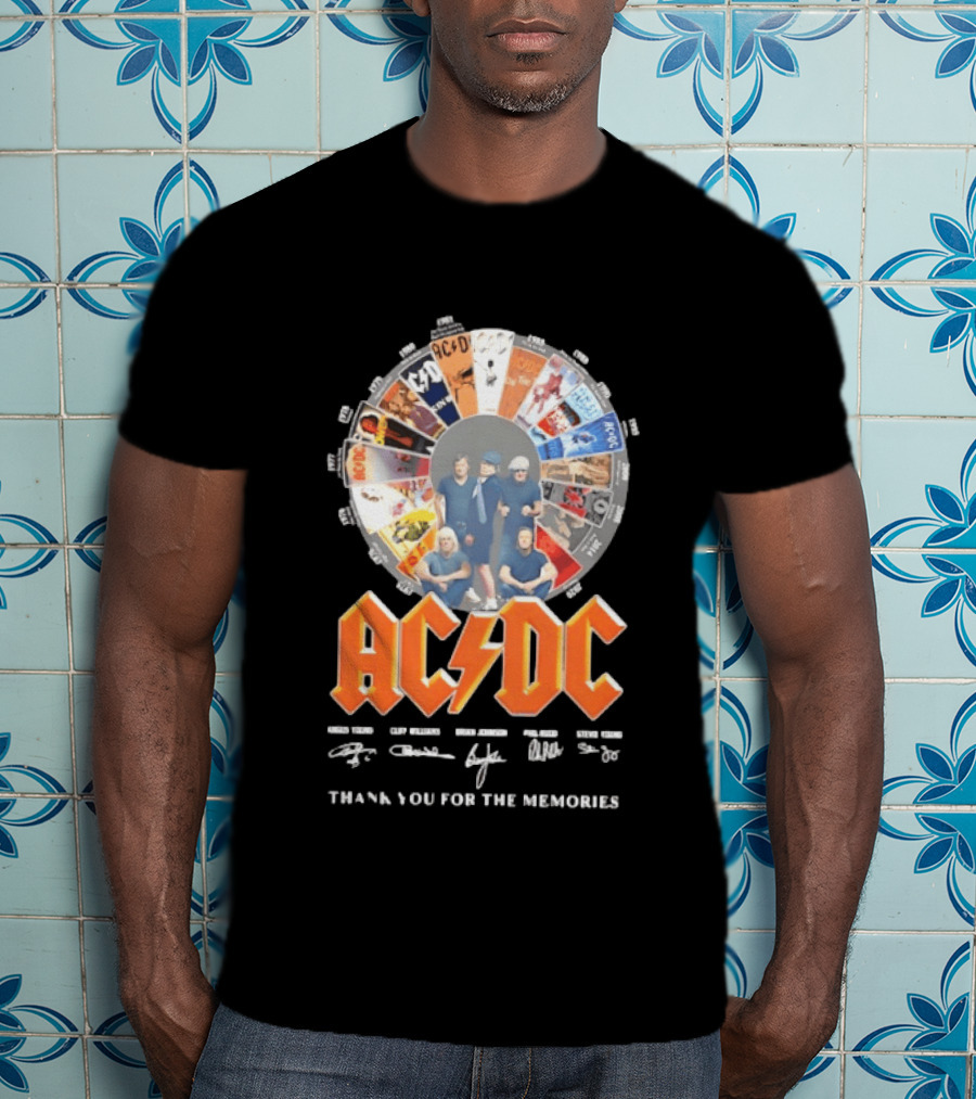AC DC Band Name Album Collage Thank You For The Memories T-Shirt
