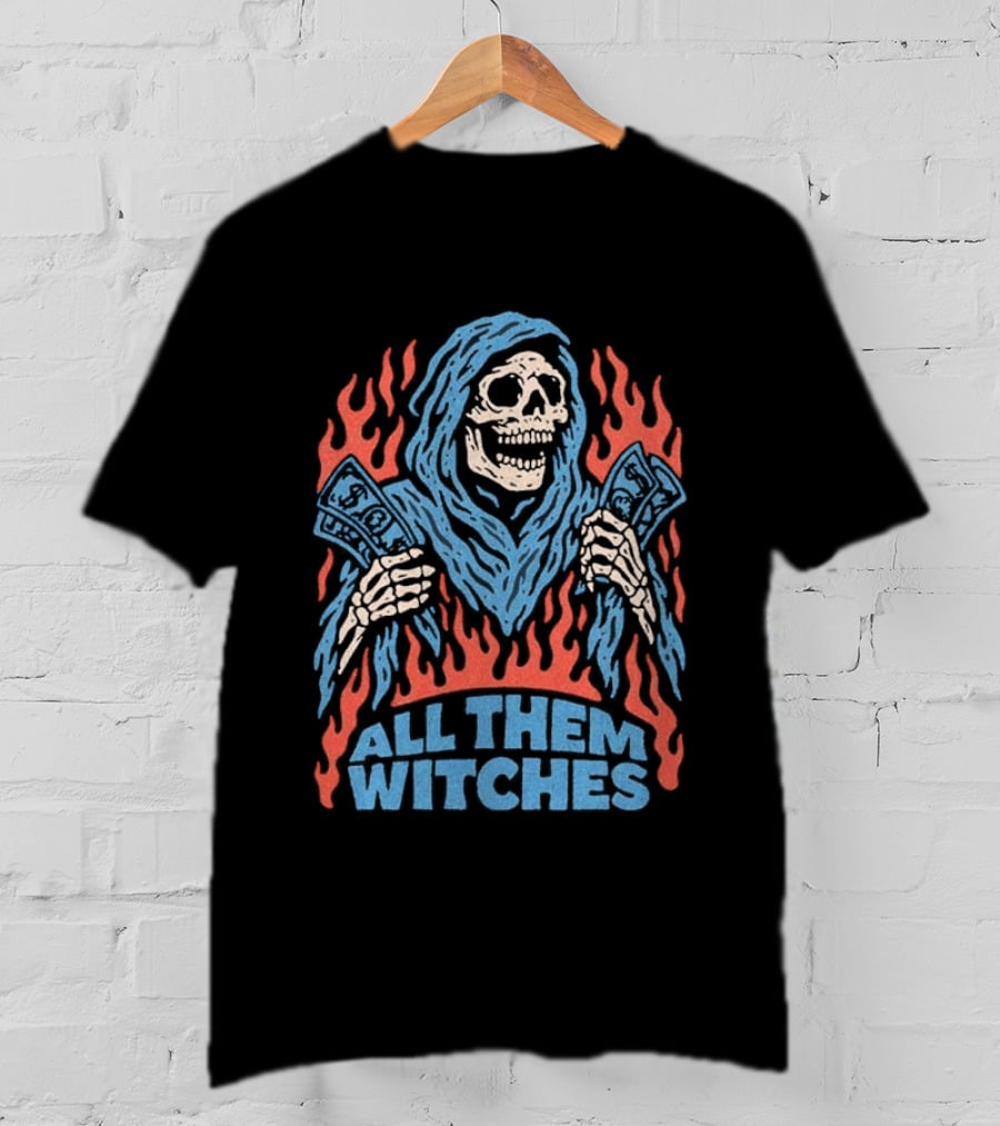 All Them Witches Skeleton Hooded Figure Fiery 2026 T-Shirt