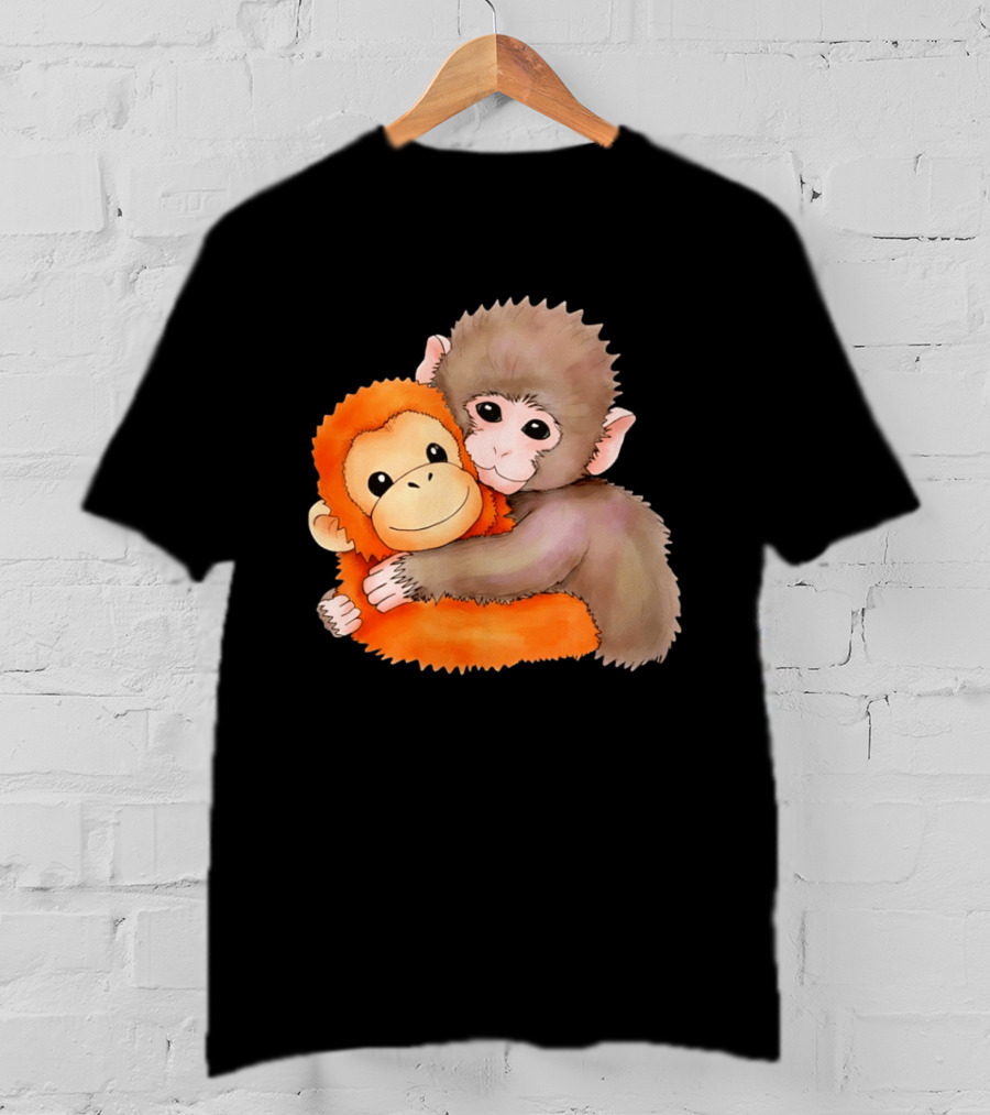 Baby Monkey Named Punch Hugging Meme Cute Animal Friendship T-Shirt