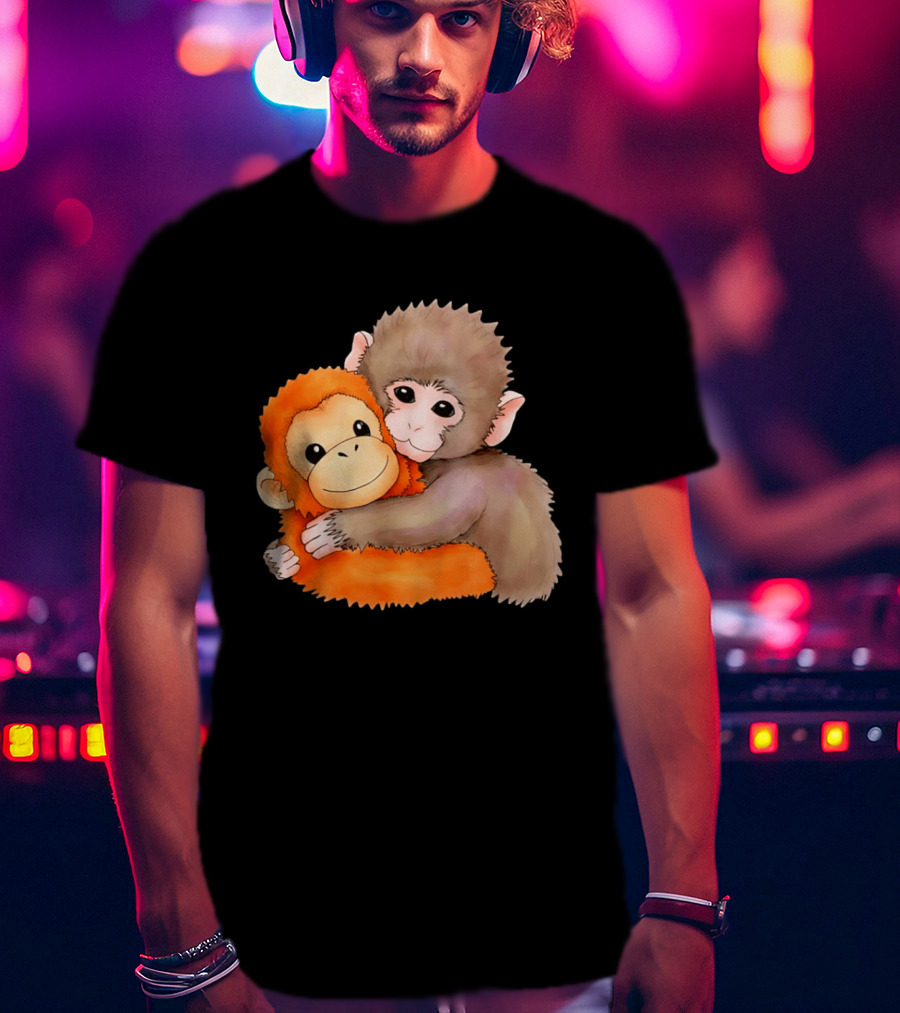Baby Monkey Named Punch Hugging Meme Cute Animal Friendship T-Shirt