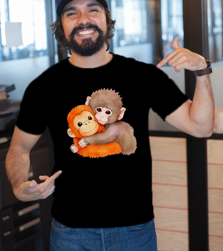 Baby Monkey Named Punch Hugging Meme Cute Animal Friendship T-Shirt