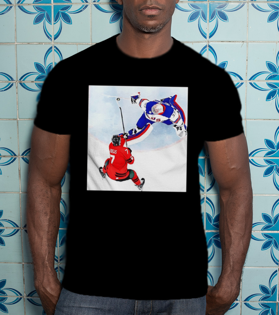 Connor Hellebuyck USA Goalie Save Hockey Match T-Shirt