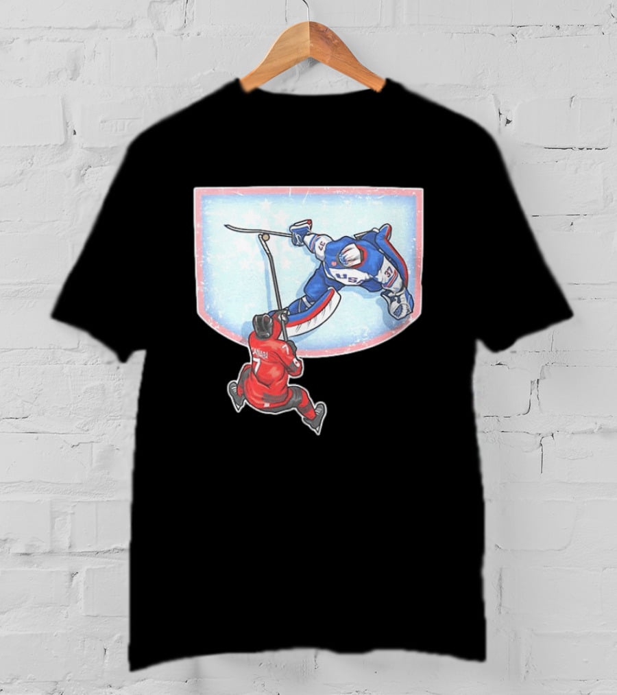 Connor Hellebuyck 2026 Winter Olympics USA Hockey Goalie Save Event T-Shirt
