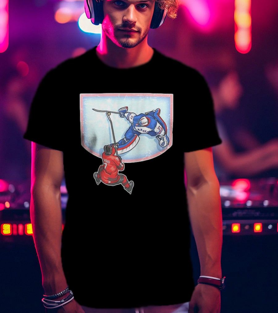 Connor Hellebuyck 2026 Winter Olympics USA Hockey Goalie Save Event T-Shirt