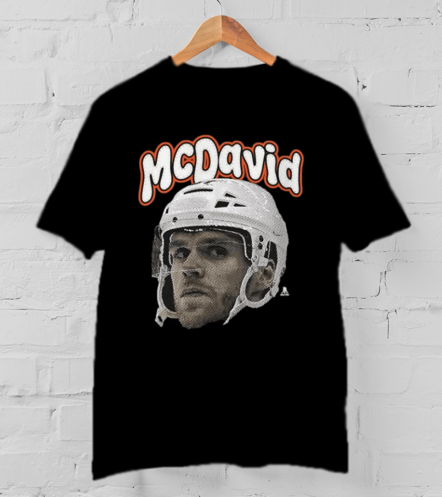 Connor McDavid Edmonton Oilers Hockey Big Face Bold Text NHL Fan T-Shirt
